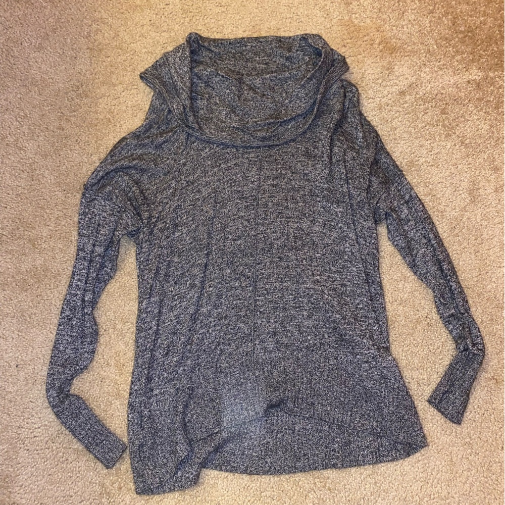heather gray funnel neck sweater